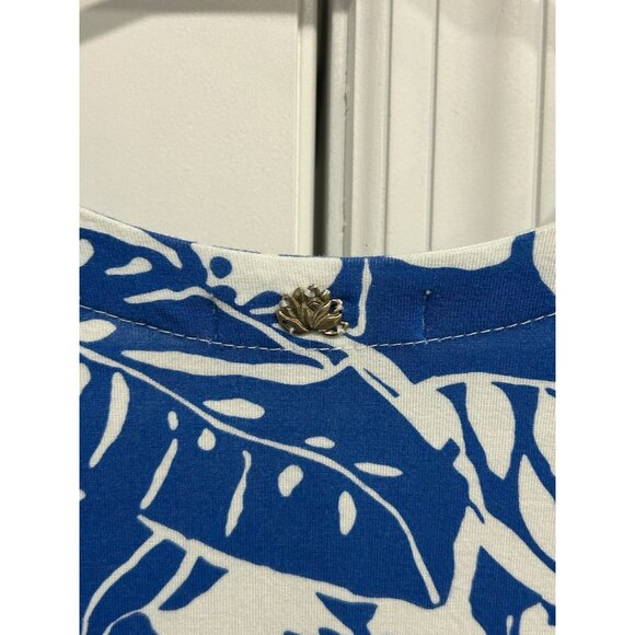 Zen-Knits Sleeveless Tropical Floral Midi Dress Blue White Sz XS Beach Bohemian - Picture 9 of 11